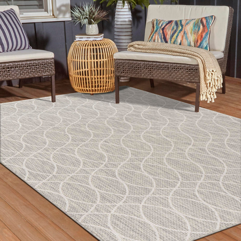 Garden Lattice Oasis Collection Area Rug -  Pavilion (Light Gray) Rectangle Light Gray  lifestyle 23