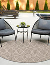 Garden Lattice Oasis Collection Area Rug -  Pavilion (Light Gray) Round Light Gray  lifestyle 6