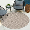 Garden Lattice Oasis Collection Area Rug -  Pavilion (Light Gray) Round Light Gray  lifestyle 21