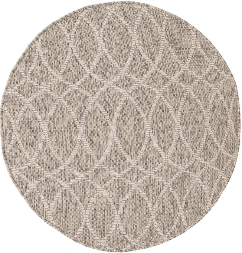 Garden Lattice Oasis Collection Area Rug -  Pavilion (Light Gray) Round Light Gray Main