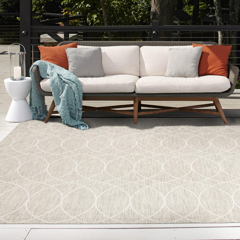 Garden Lattice Oasis Collection Area Rug -  Pavilion (Light Gray) Square Light Gray  lifestyle 14