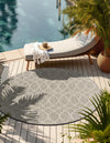 Garden Lattice Oasis Collection Area Rug -  Pavilion (Light Gray) Round Light Gray  lifestyle 38