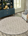 Garden Lattice Oasis Collection Area Rug -  Pavilion (Light Gray) Round Light Gray  lifestyle 40