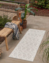 Garden Lattice Oasis Collection Area Rug -  Pavilion (Light Gray) Runner Light Gray  lifestyle 0