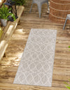 Garden Lattice Oasis Collection Area Rug -  Pavilion (Light Gray) Runner Light Gray  lifestyle 7