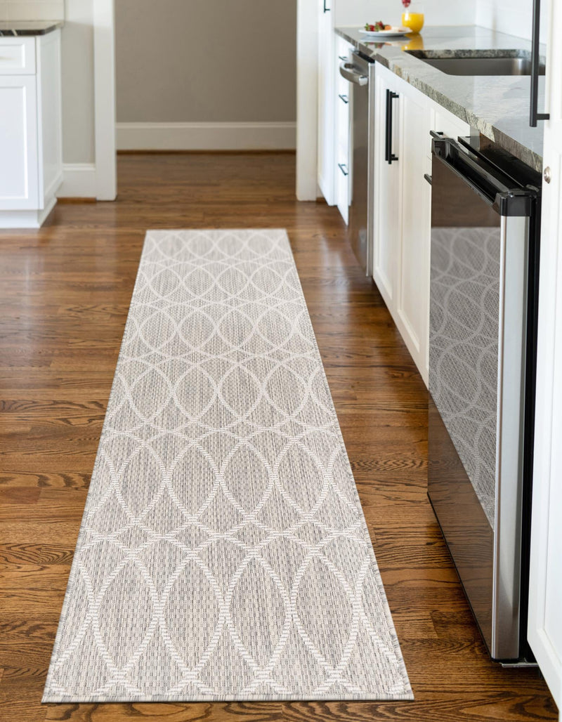 Garden Lattice Oasis Collection Area Rug -  Pavilion (Light Gray) Runner Light Gray  lifestyle 10