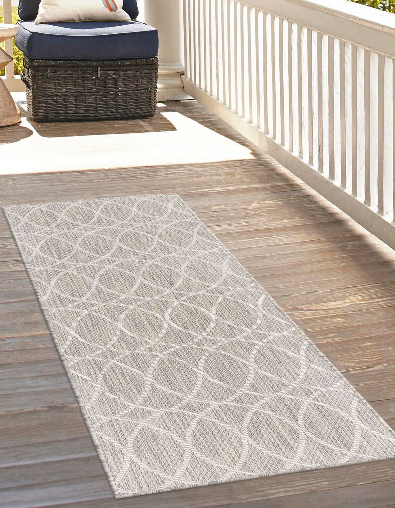 Garden Lattice Oasis Collection Area Rug -  Pavilion (Light Gray) Runner Light Gray  lifestyle 11