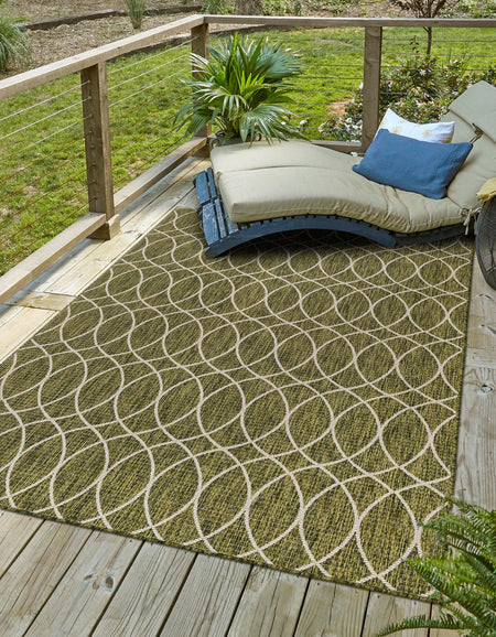 Seaside Lattice Collection Area Rug -  Pavilion (Green)