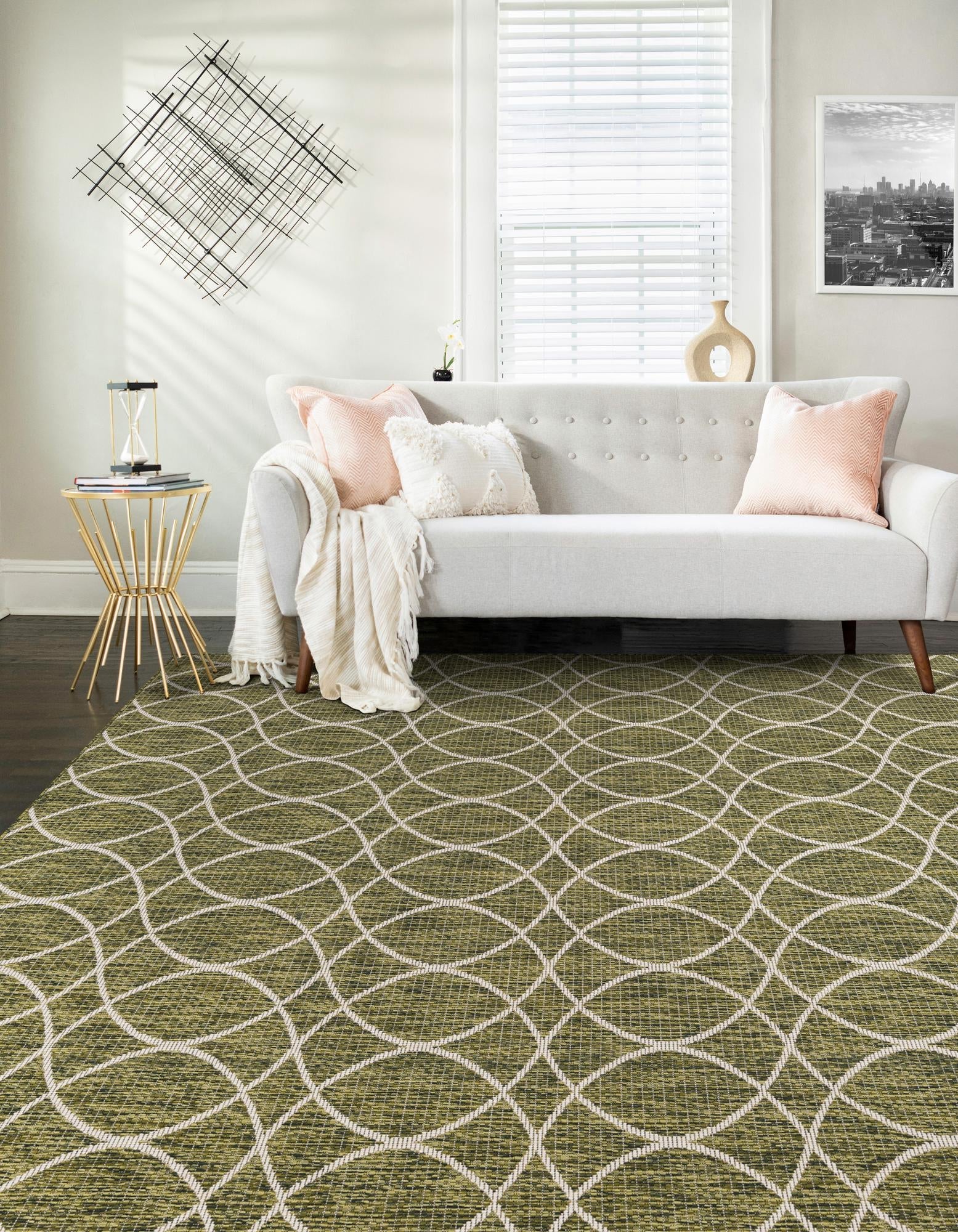 Seaside Lattice Collection Area Rug -  Pavilion (Green)