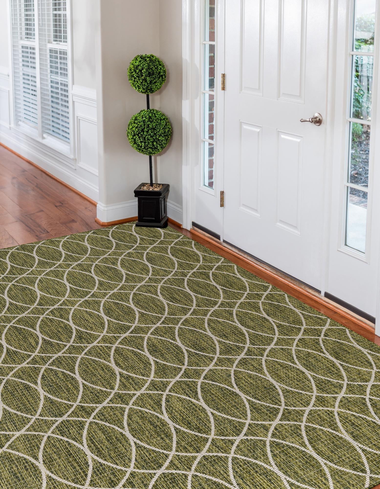 Seaside Lattice Collection Area Rug -  Pavilion (Green)