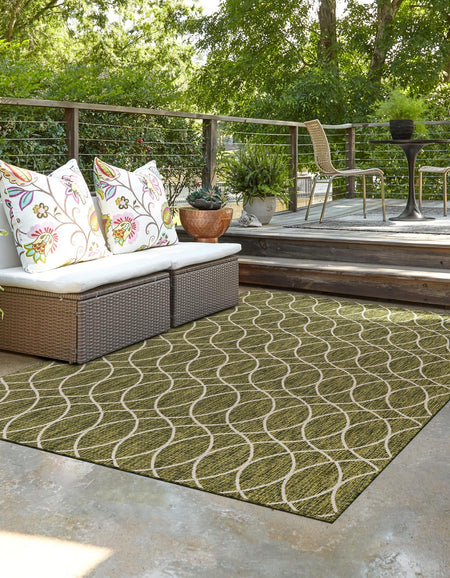 Seaside Lattice Collection Area Rug -  Pavilion (Green)