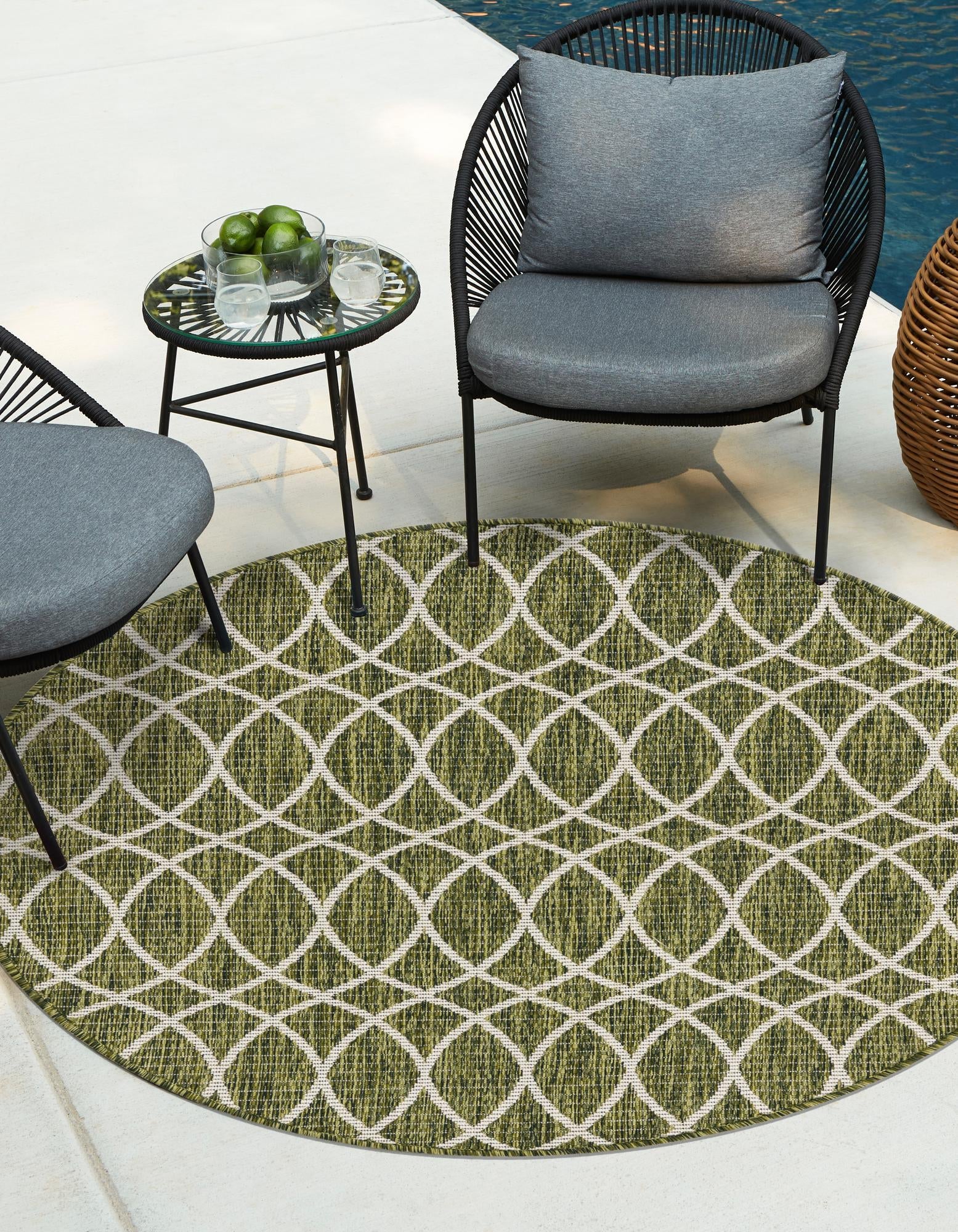 Seaside Lattice Collection Area Rug -  Pavilion (Green)