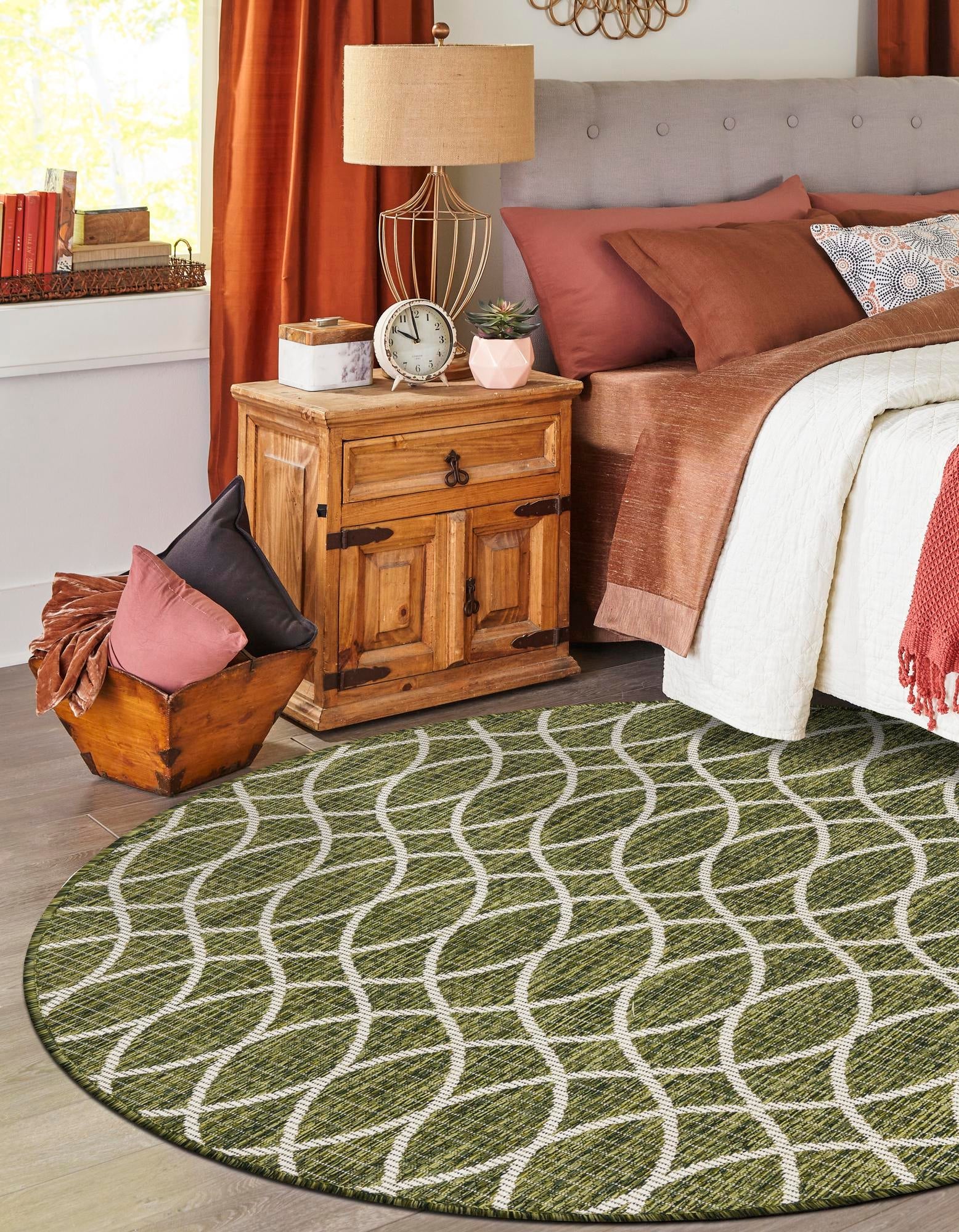 Seaside Lattice Collection Area Rug -  Pavilion (Green)