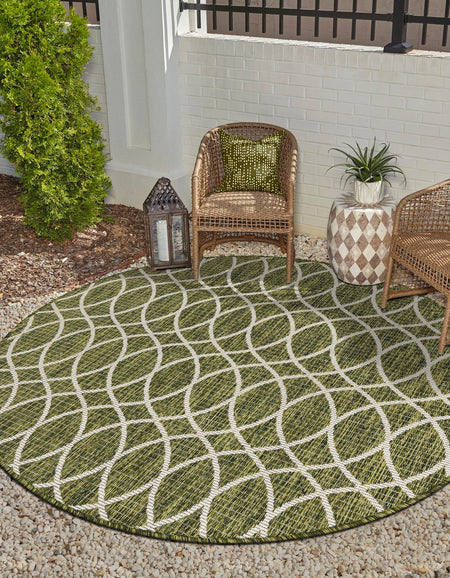 Seaside Lattice Collection Area Rug -  Pavilion (Green)