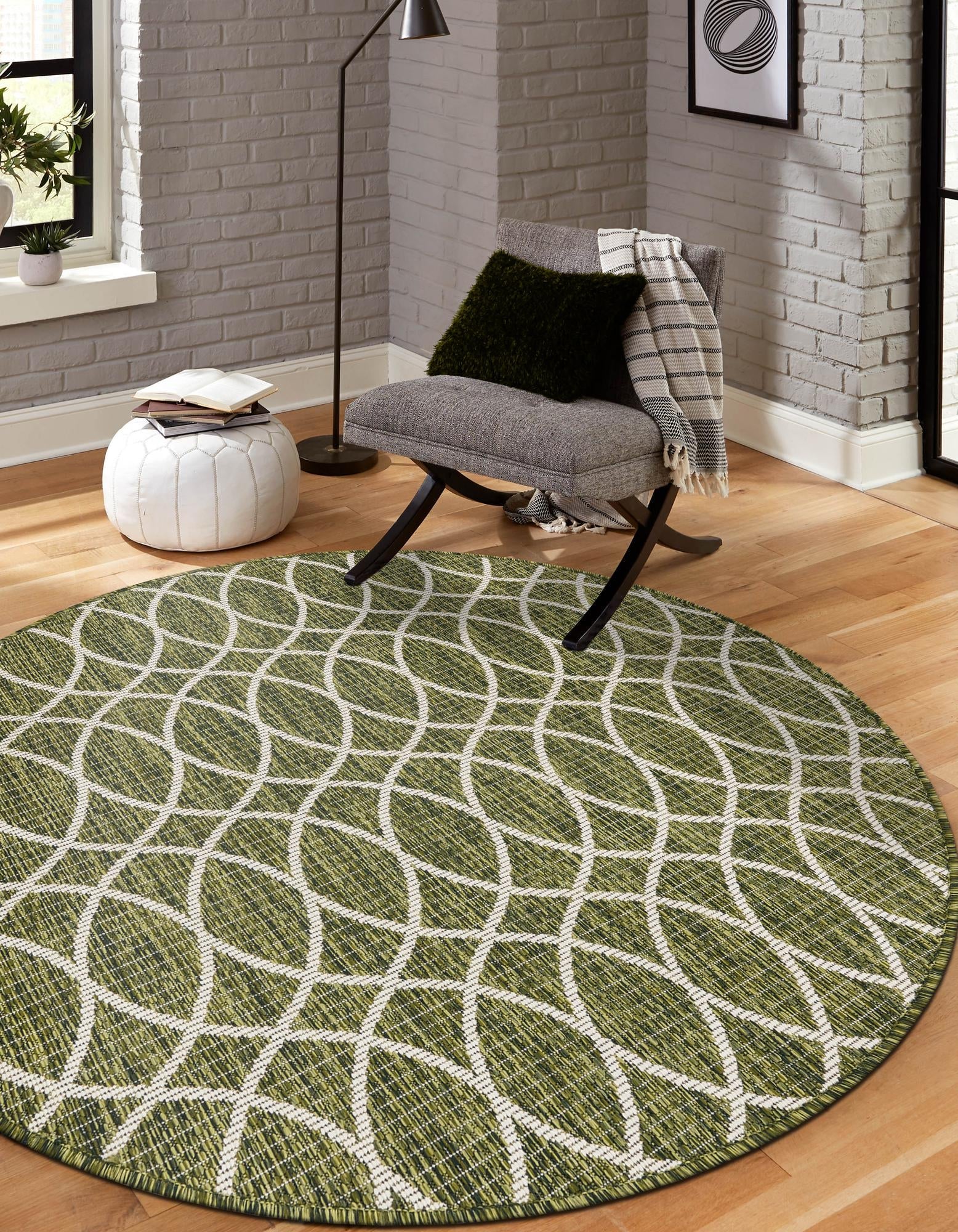 Seaside Lattice Collection Area Rug -  Pavilion (Green)