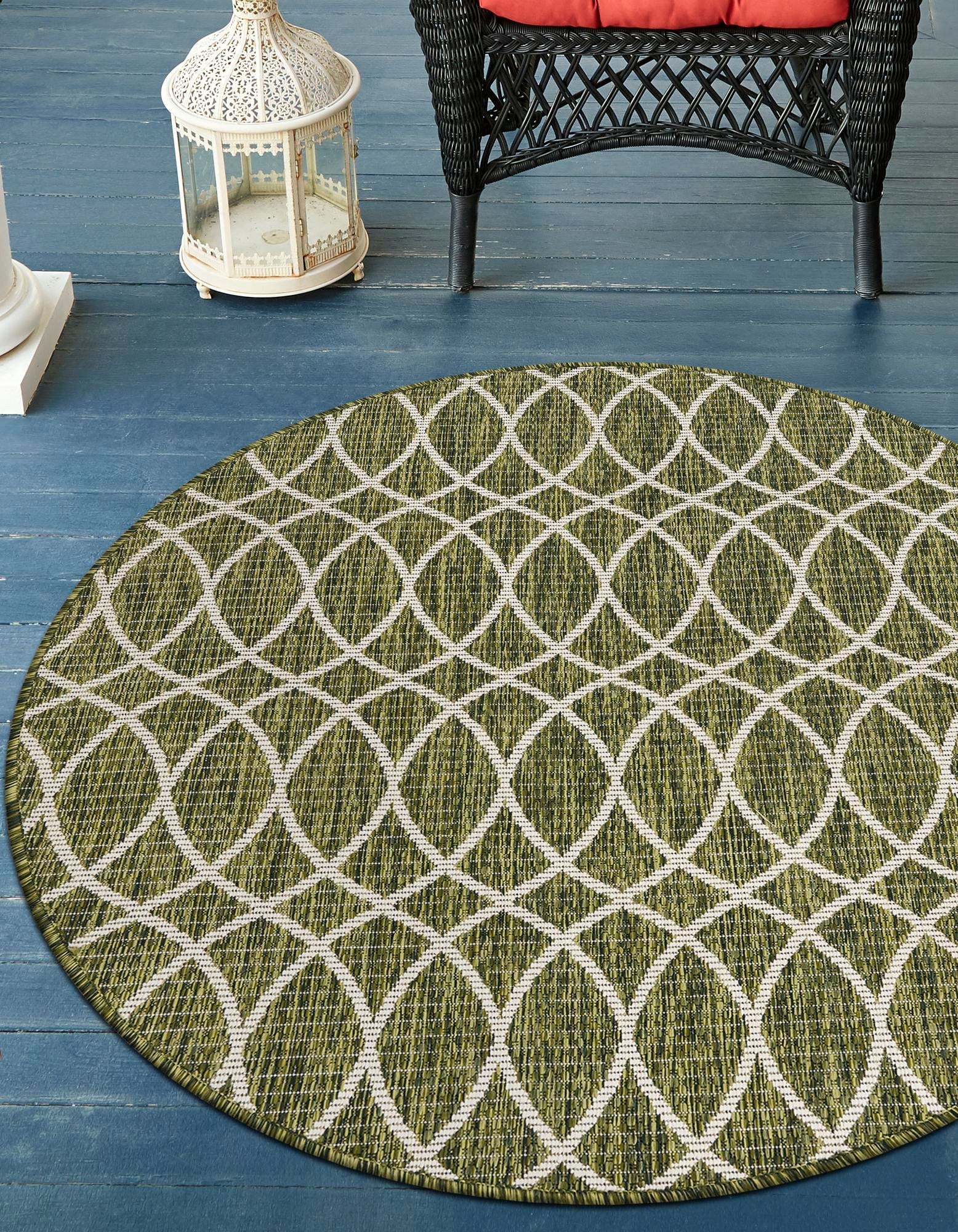 Seaside Lattice Collection Area Rug -  Pavilion (Green)