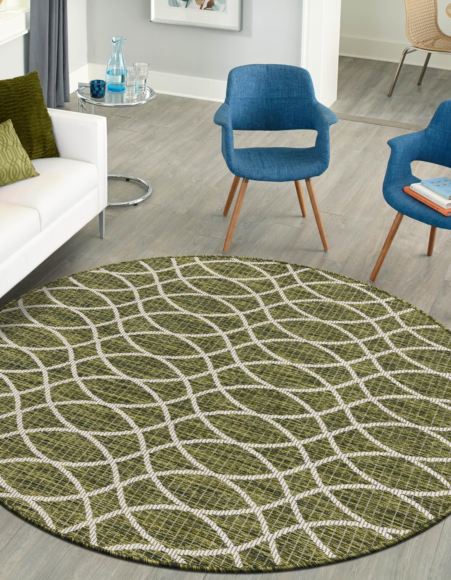 Seaside Lattice Collection Area Rug -  Pavilion (Green)