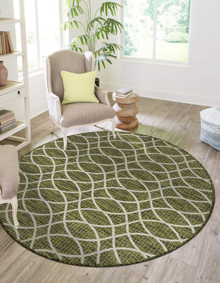 Seaside Lattice Collection Area Rug -  Pavilion (Green)