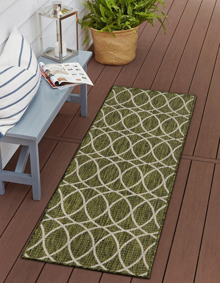 Seaside Lattice Collection Area Rug -  Pavilion (Green)