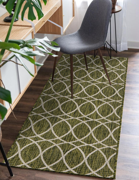 Seaside Lattice Collection Area Rug -  Pavilion (Green)