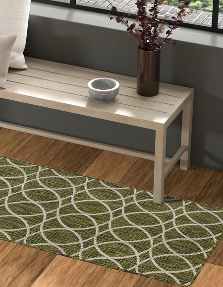 Seaside Lattice Collection Area Rug -  Pavilion (Green)