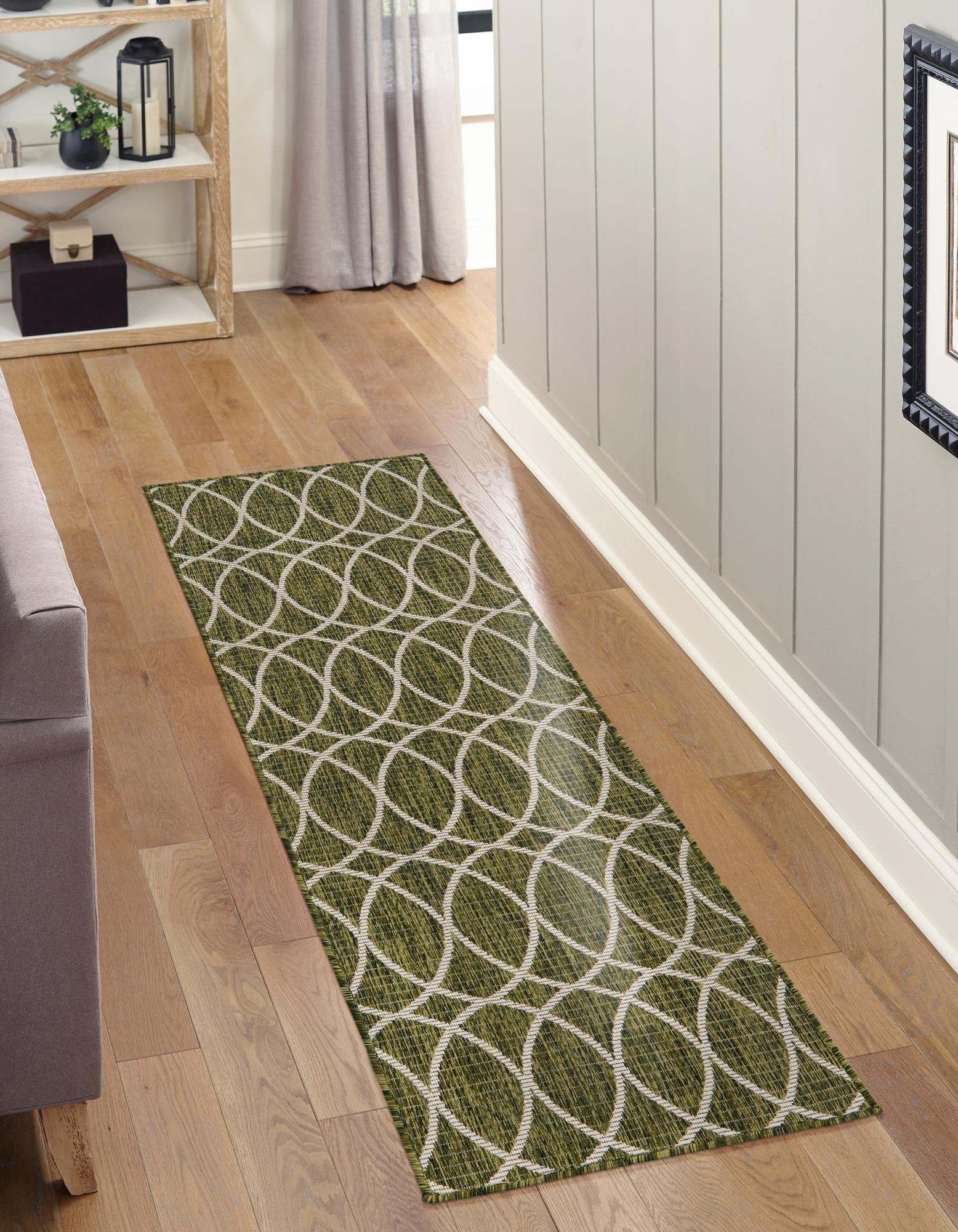 Seaside Lattice Collection Area Rug -  Pavilion (Green)