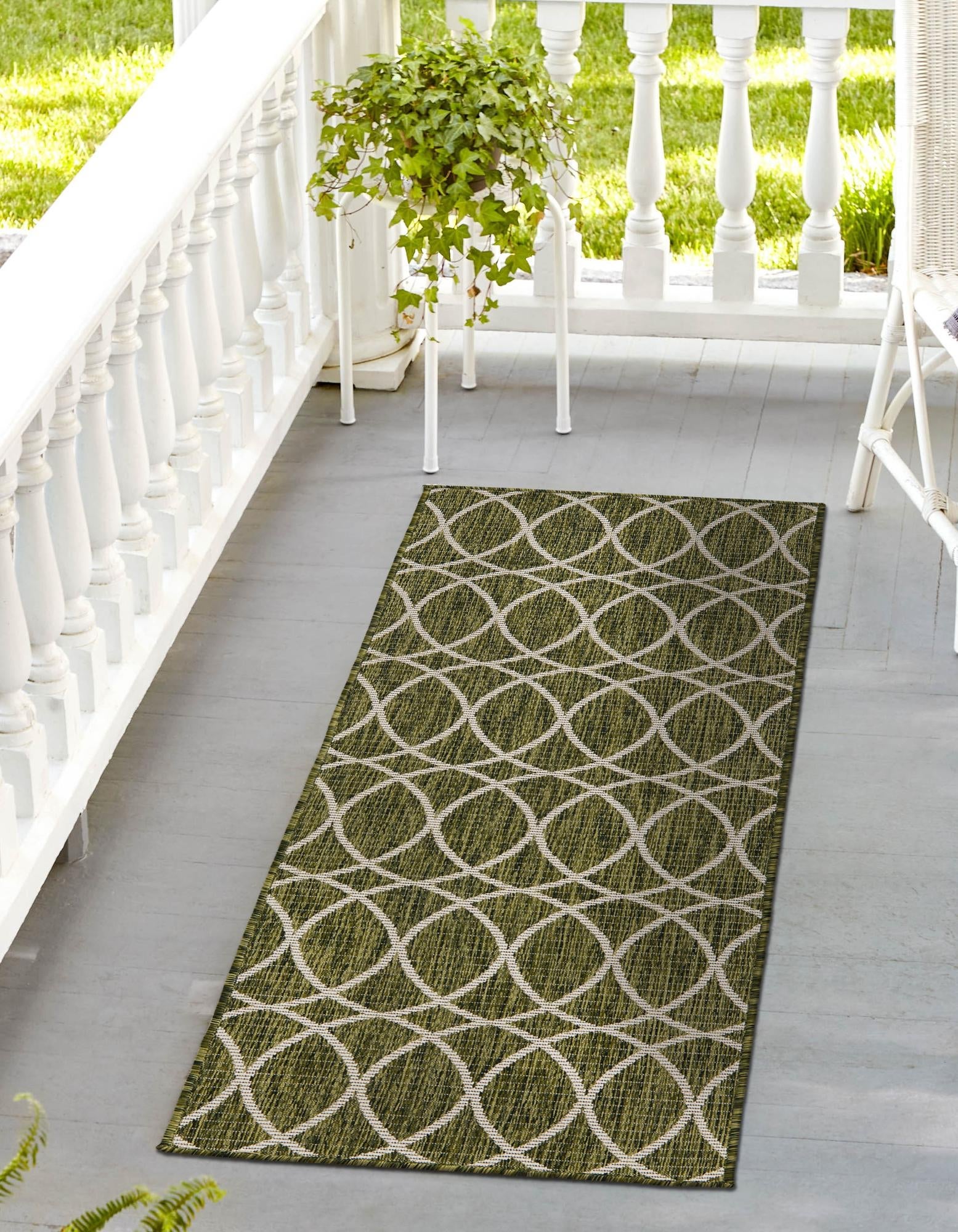 Seaside Lattice Collection Area Rug -  Pavilion (Green)