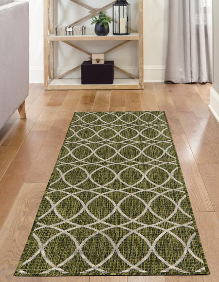 Seaside Lattice Collection Area Rug -  Pavilion (Green)