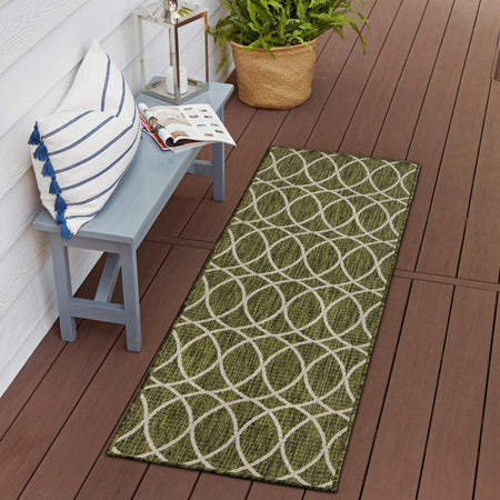 Seaside Lattice Collection Area Rug -  Pavilion (Green)