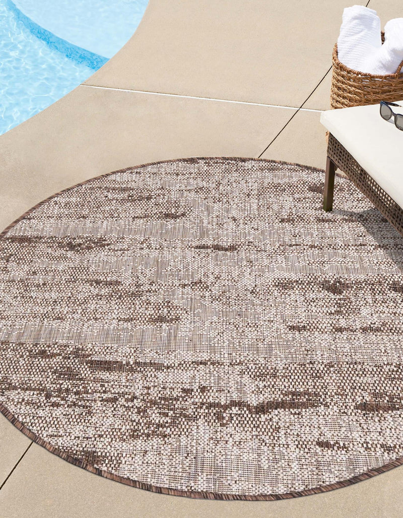 Urban Terrace Collection Area Rug -  Tribeca Round Brown  lifestyle 0