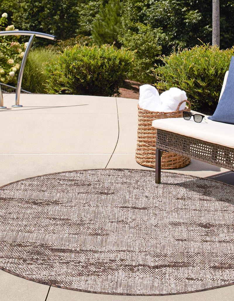 Urban Terrace Collection Area Rug -  Tribeca Round Brown  lifestyle 2