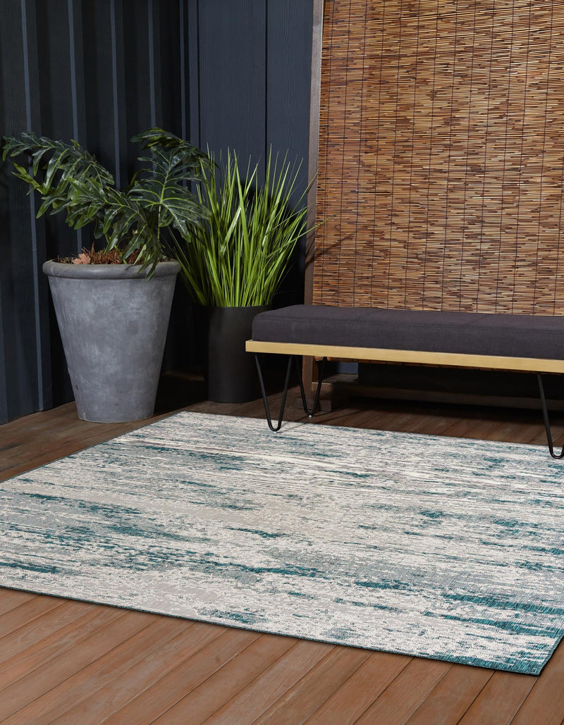 Urban Terrace Collection Area Rug -  Tribeca Square Teal  lifestyle 88