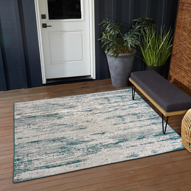 Urban Terrace Collection Area Rug -  Tribeca Square Teal  lifestyle 147