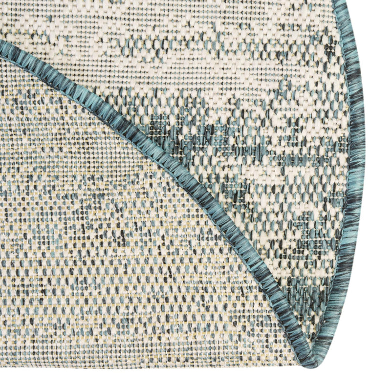 Urban Terrace Collection Area Rug -  Tribeca Round Teal  lifestyle 128