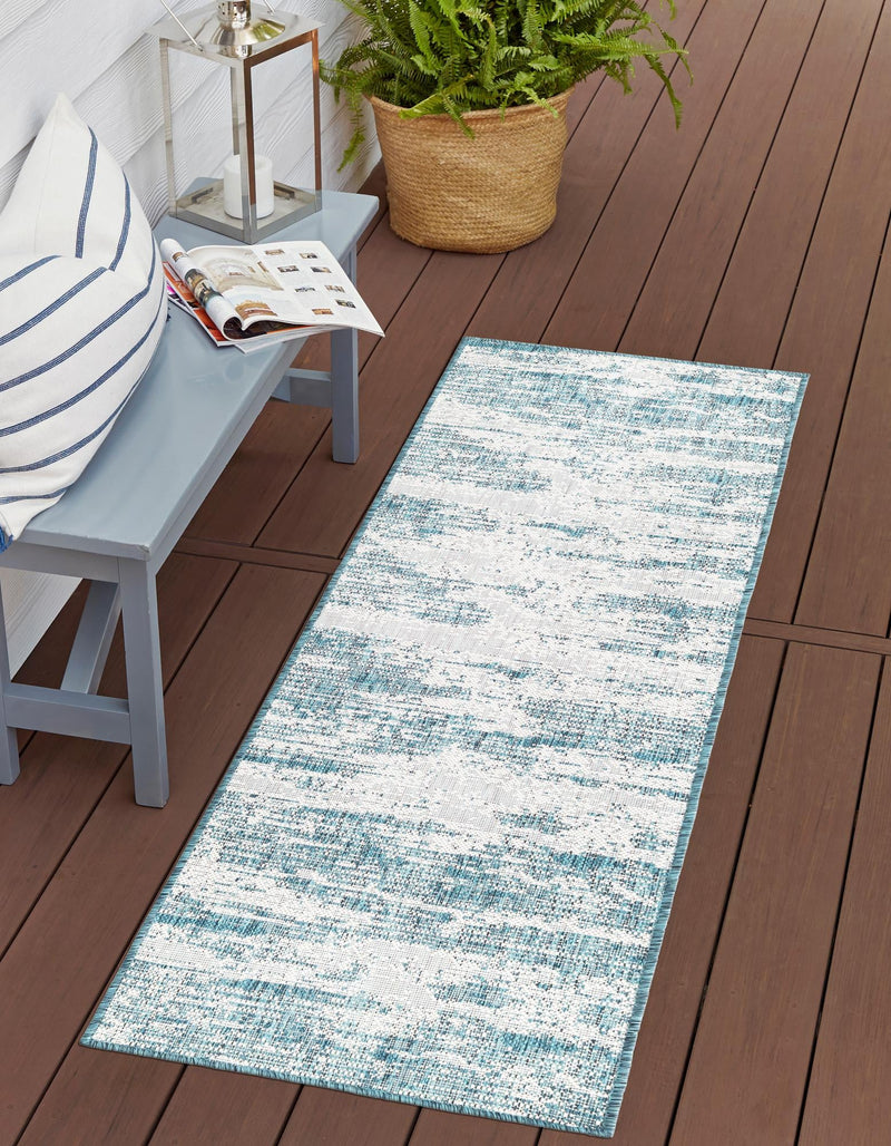 Urban Terrace Collection Area Rug -  Tribeca Runner Teal  lifestyle 71