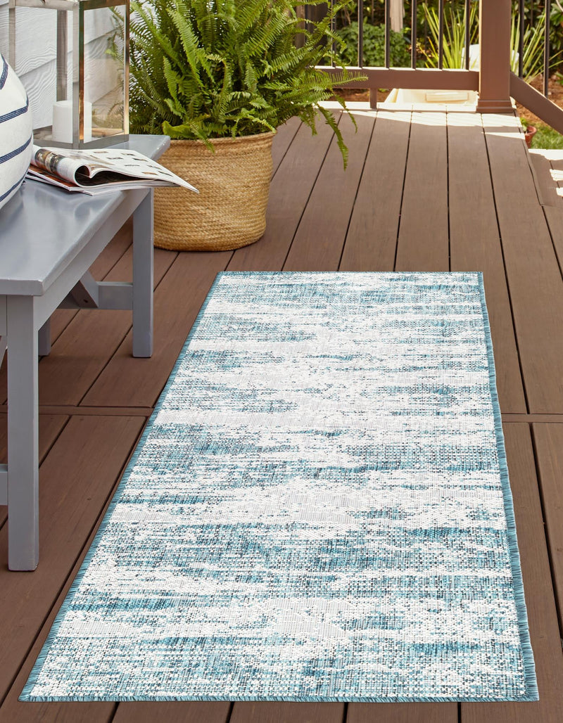 Urban Terrace Collection Area Rug -  Tribeca Runner Teal  lifestyle 89