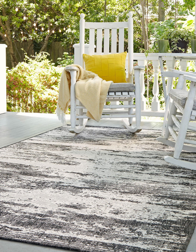 Urban Terrace Collection Area Rug -  Tribeca Rectangle Charcoal  lifestyle 2