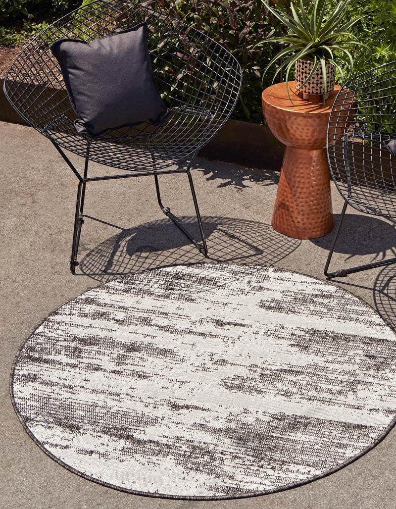 Urban Terrace Collection Area Rug -  Tribeca Round Charcoal  lifestyle 72