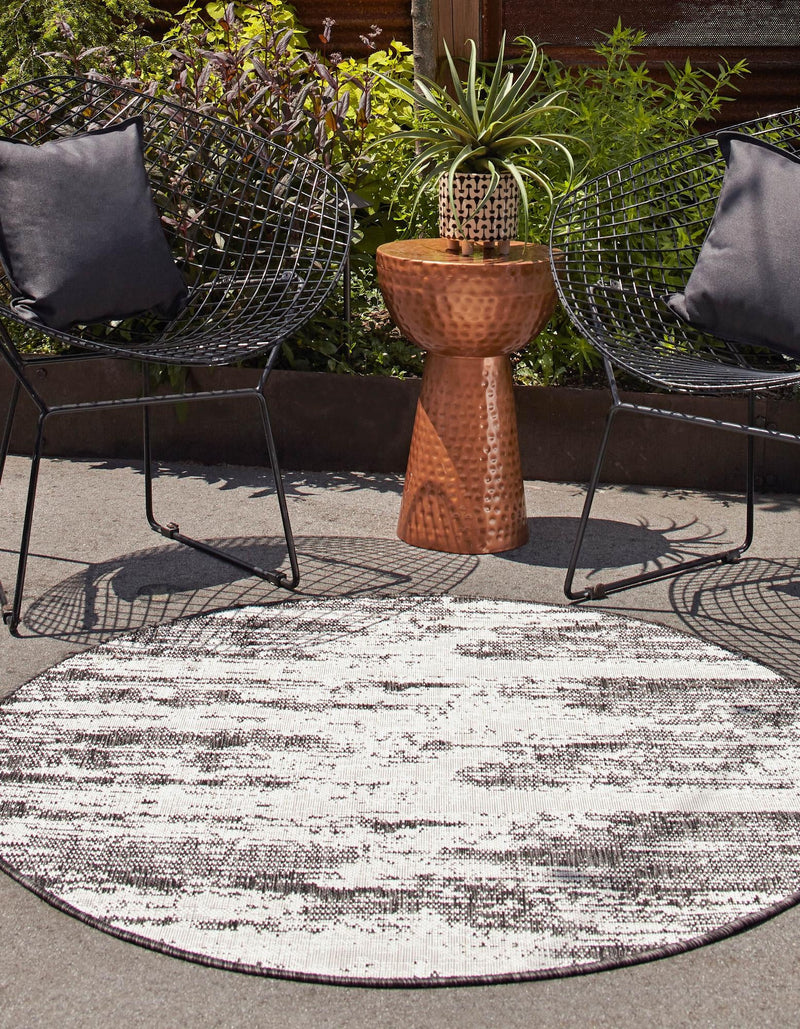 Urban Terrace Collection Area Rug -  Tribeca Round Charcoal  lifestyle 90