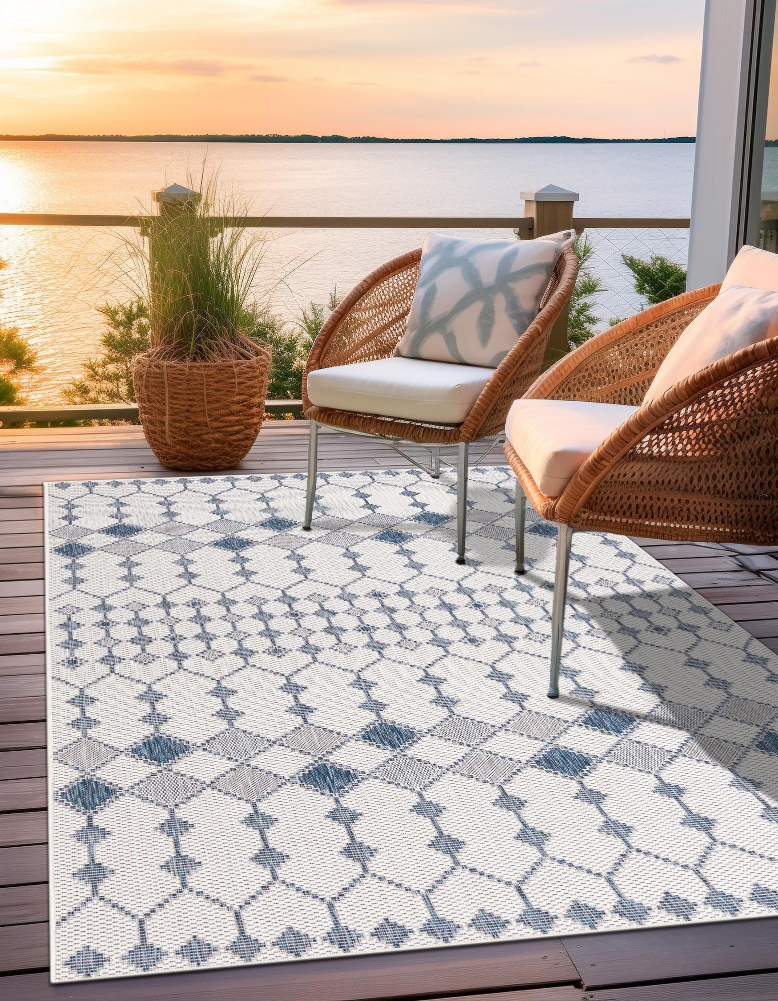 Seaside Lattice Collection Area Rug -  Veranda