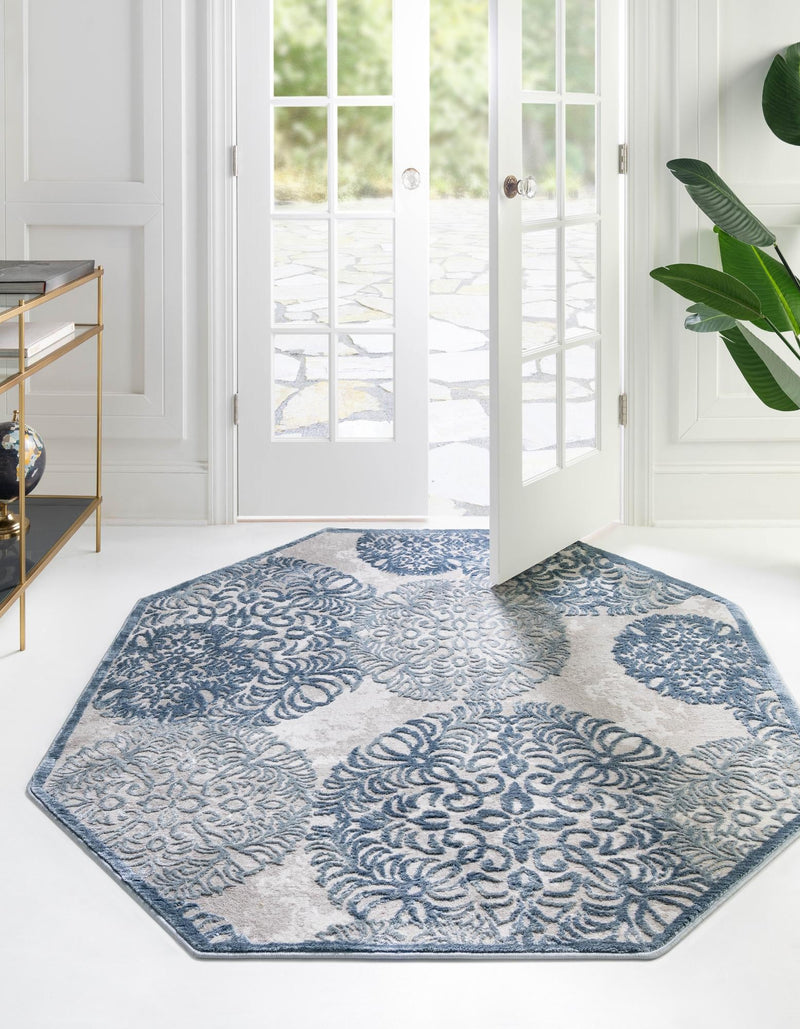 Derbyshire Elegance Collection Area Rug -  Bakewell Octagon Blue  lifestyle 38