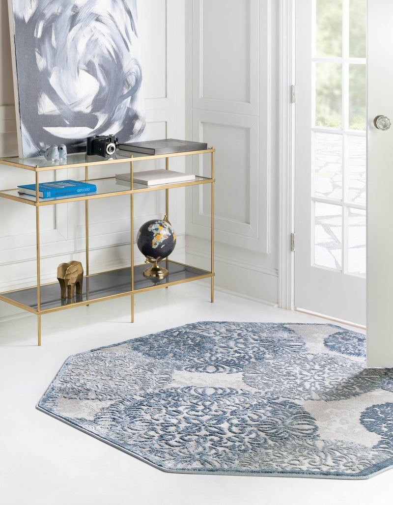 Derbyshire Elegance Collection Area Rug -  Bakewell Octagon Blue  lifestyle 53