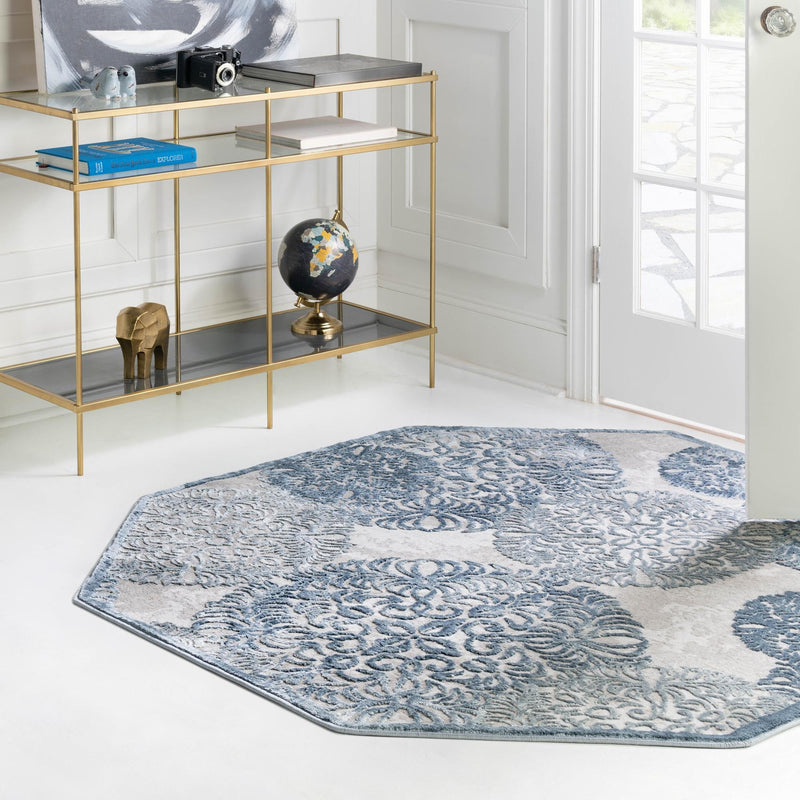 Derbyshire Elegance Collection Area Rug -  Bakewell Octagon Blue  lifestyle 114