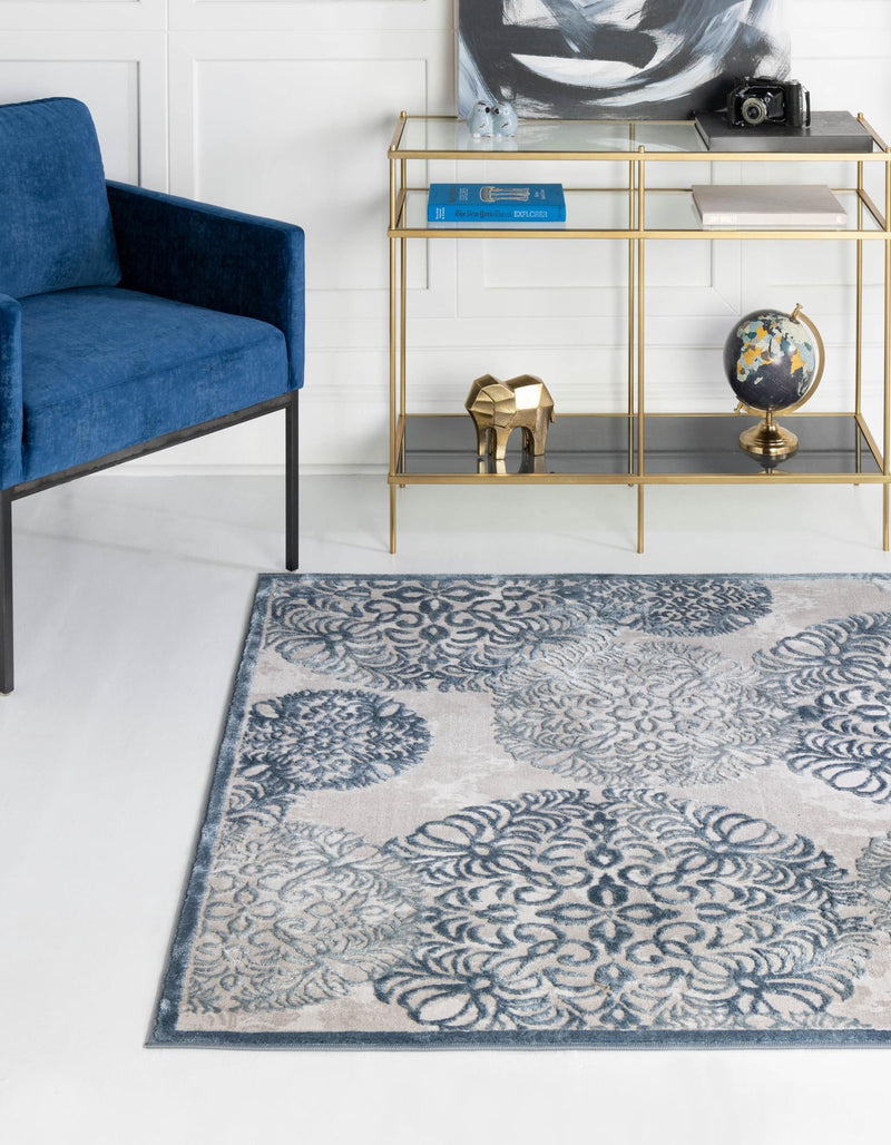 Derbyshire Elegance Collection Area Rug -  Bakewell Square Blue  lifestyle 39