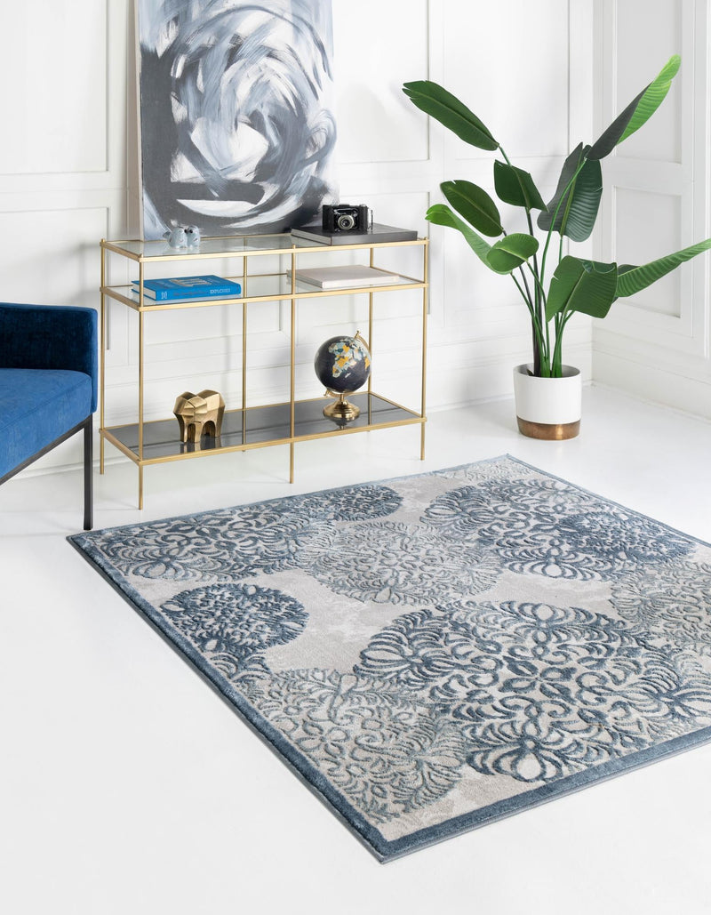 Derbyshire Elegance Collection Area Rug -  Bakewell Square Blue  lifestyle 54