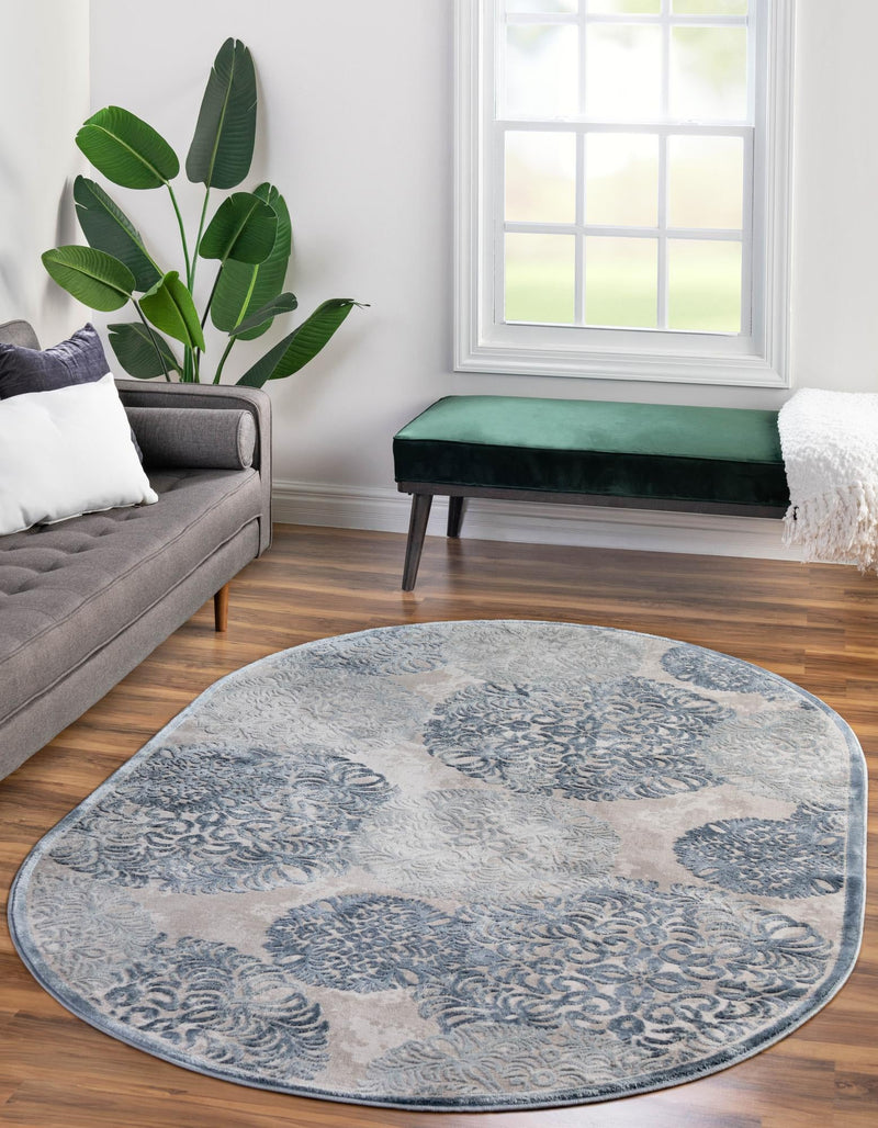 Derbyshire Elegance Collection Area Rug -  Bakewell Oval Blue  lifestyle 40