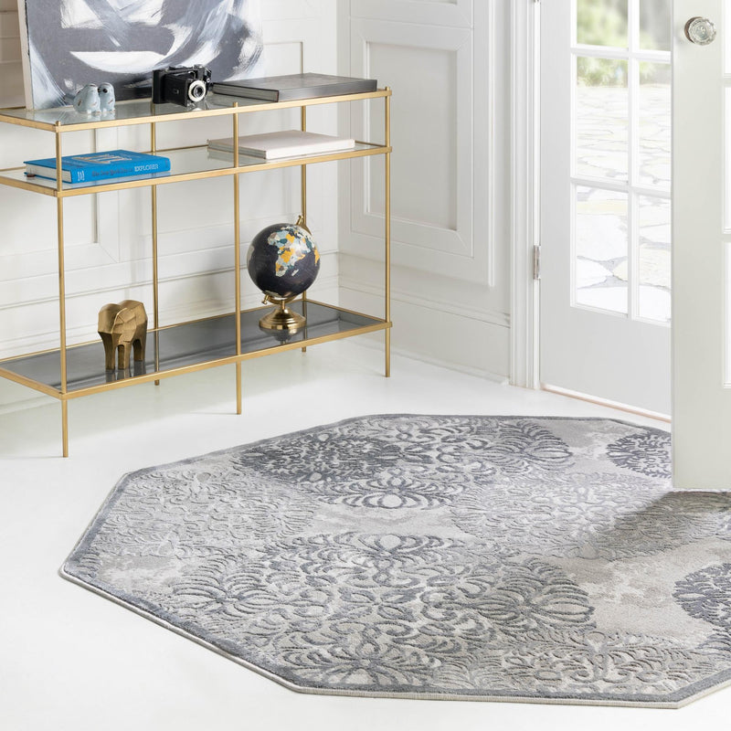 Derbyshire Elegance Collection Area Rug -  Bakewell Octagon Gray  lifestyle 117