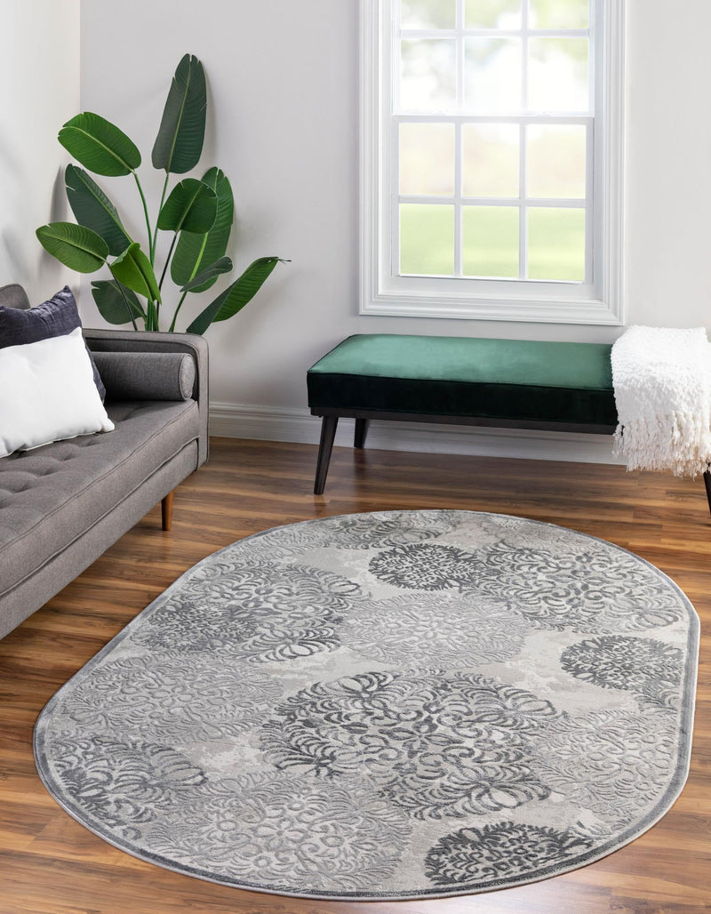 Derbyshire Elegance Collection Area Rug -  Bakewell Oval Gray  lifestyle 43