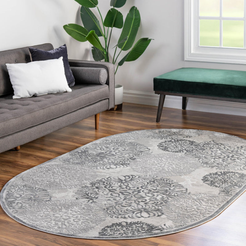 Derbyshire Elegance Collection Area Rug -  Bakewell Oval Gray  lifestyle 119