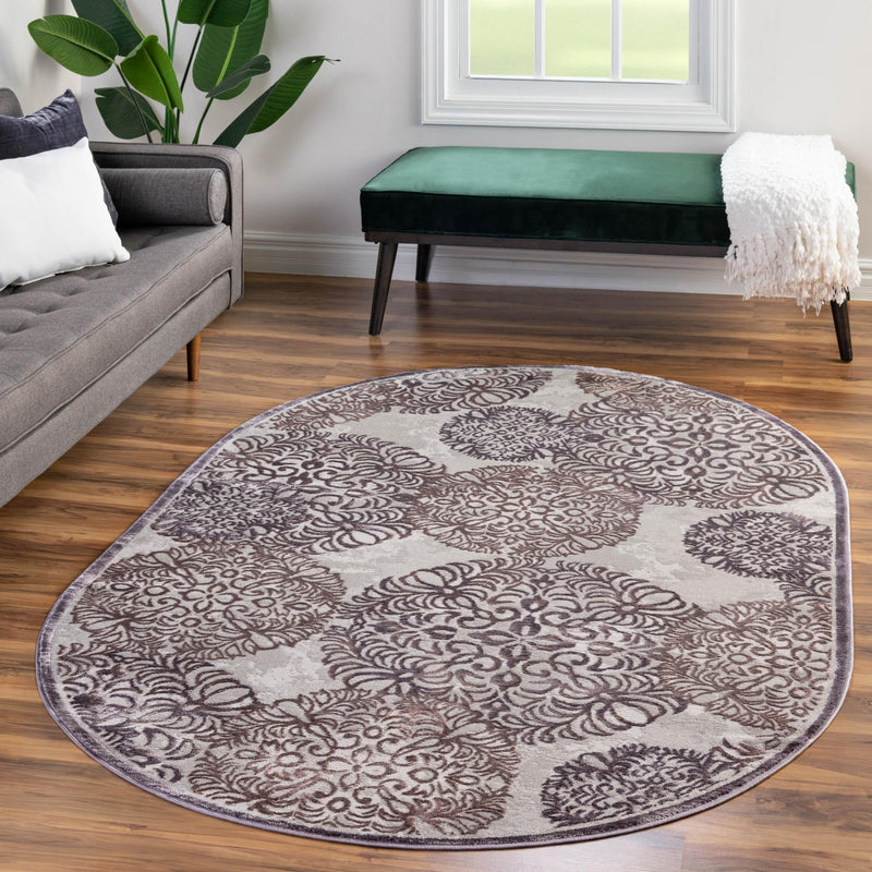 Derbyshire Elegance Collection Area Rug -  Bakewell Oval Violet  lifestyle 110